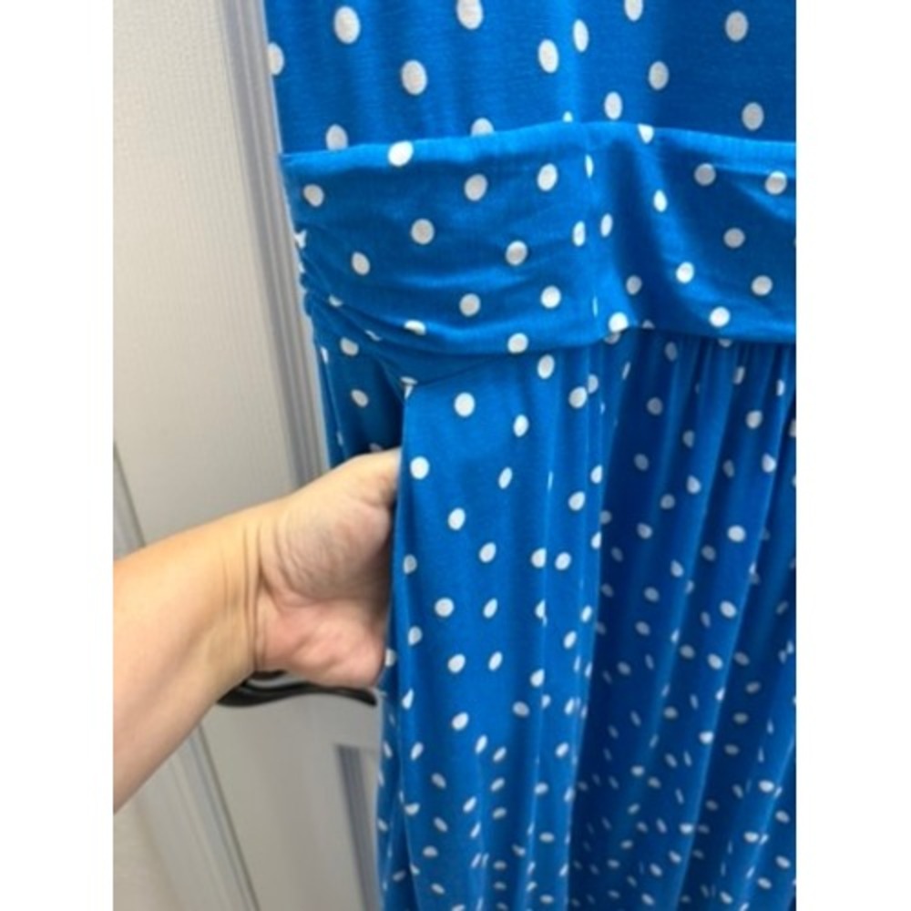 Boden Amelie Jersey Midi Dress Blue White Polka Dot Pockets US 16-18R D0982 - Picture 9 of 10